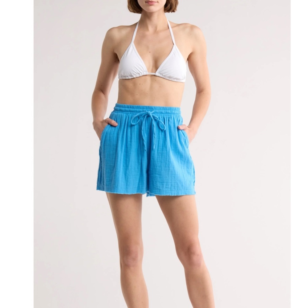 Elan Raw Hem cotton over up sky Blue Women's Shorts size small